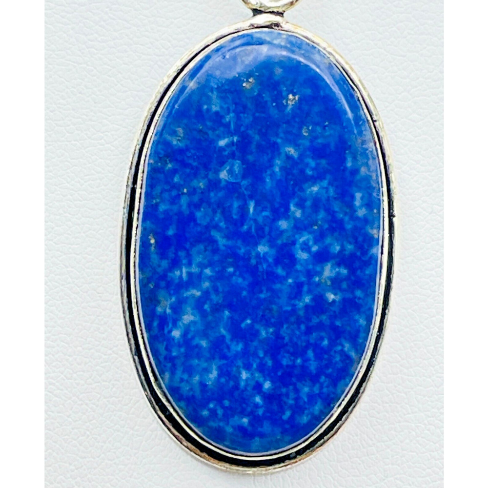 Lapis Lazuli Pendant Sterling Silver Necklace 24" Box Chain 925 Blue Gemstone - Picture 5 of 13